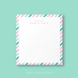 Bloc-notes Cool moderne personnalisé<br><div class="desc">Ce Bloc-notes personnalisé à rayures mignonnes présente un motif rayé en diagonale dans des tons vifs rose, vert menthe, vert et orange. Idéal pour noter des notes, des idées ou des rappels, ce bloc-notes ajoute un peu de plaisir à vos tâches quotidiennes. Customisez-le avec votre nom, laissez la "note de"...</div>