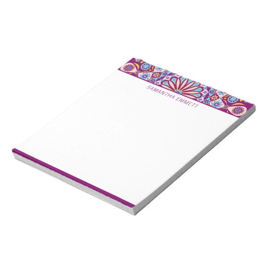 Bloc-notes couleur mandala violet monogramme (Tourné)
