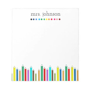 Bloc-notes crayon arc-en-ciel enseignant personnal