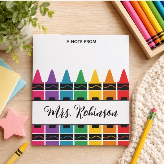 Bloc-notes crayon arc-en-ciel pour appréciation de