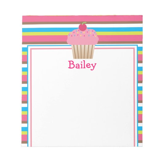Bloc-notes Cupcake rayé bonbon mignon (Devant)