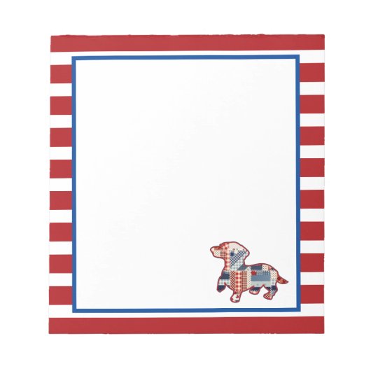 Bloc-notes Dachshund rouge, blanc et bleu (Devant)