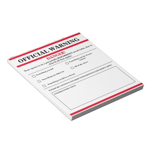 Bloc-notes d'avertissement officiel (Incliné)