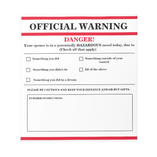 Bloc-notes d'avertissement officiel (Devant)