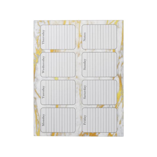 Bloc-notes de 40 pages Gold Marble Weekly Planner (Tourné)