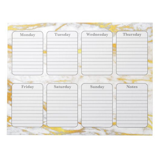 Bloc-notes de 40 pages Gold Marble Weekly Planner (Devant)