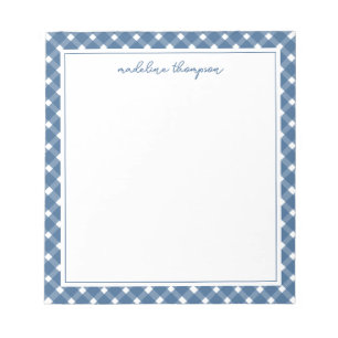 Bloc-notes de base En vichy bleu marine