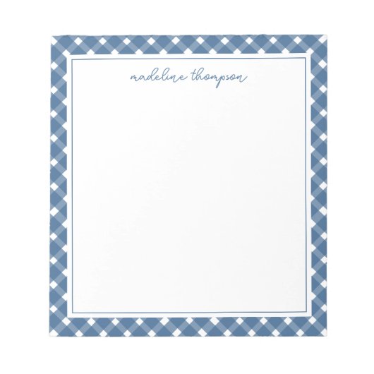 Bloc-notes de base En vichy bleu marine (Devant)