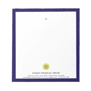 Bloc-notes de branding de bureau avec logo bleu ma