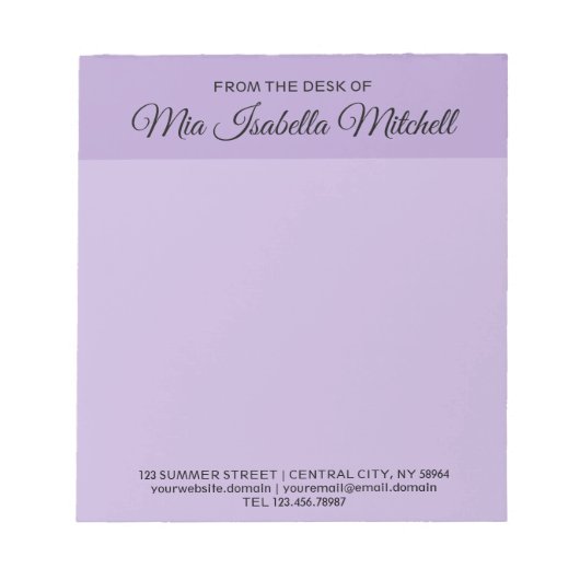 Bloc-notes de bureau couleur tendance - Violet ten (Devant)