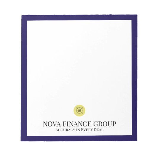 Bloc-notes de bureau élégant avec logo bleu marine (Devant)