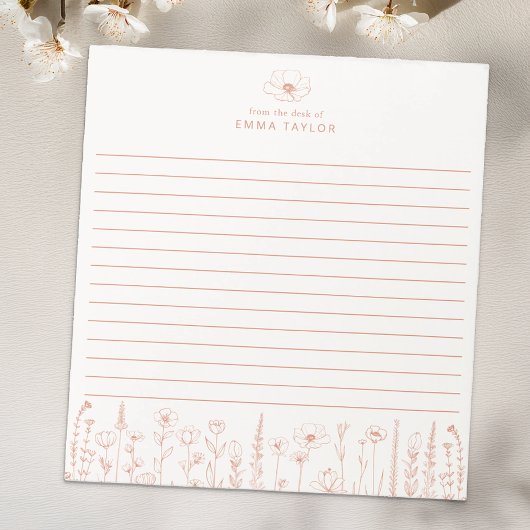 Bloc-notes de bureau en terre cuite à fleurs sauva