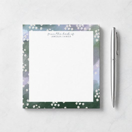 Bloc-notes de bureau floral bleu et vert