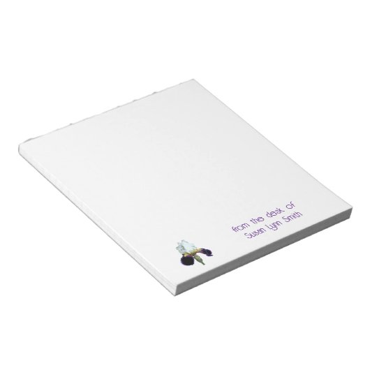 Bloc-notes de bureau Iris violet et blanc (Incliné)
