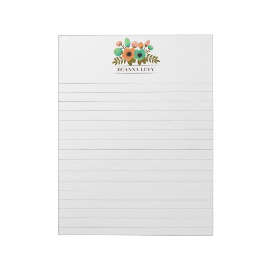Bloc-notes de bureau personnalisé à bouquet floral (Tourné)
