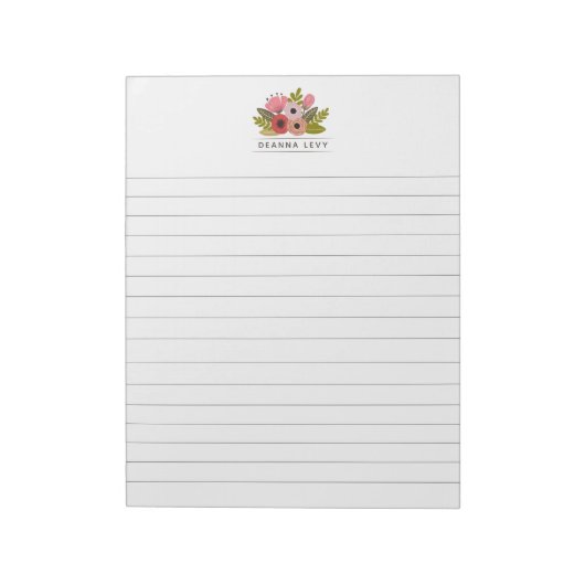 Bloc-notes de bureau personnalisé au motif floral  (Tourné)