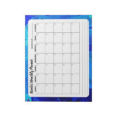 Bloc-notes de calendrier mensuel Abstrait Blue Wat (Tourné)