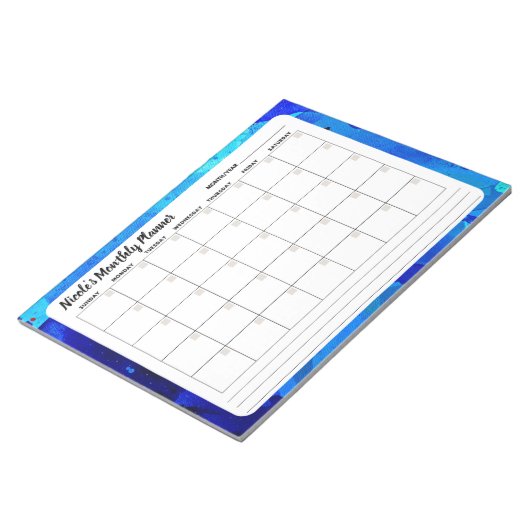 Bloc-notes de calendrier mensuel Abstrait Blue Wat (Incliné)