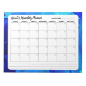 Bloc-notes de calendrier mensuel Abstrait Blue Wat (Devant)