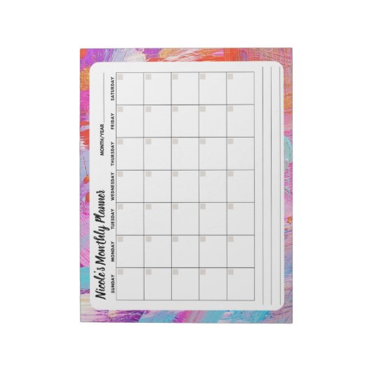 Bloc-notes de calendrier mensuel assez Abstrait (Tourné)