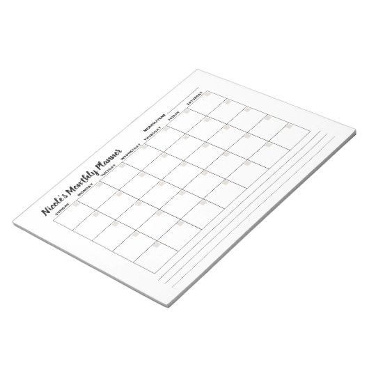 Bloc-notes de calendrier mensuel minimal (Incliné)