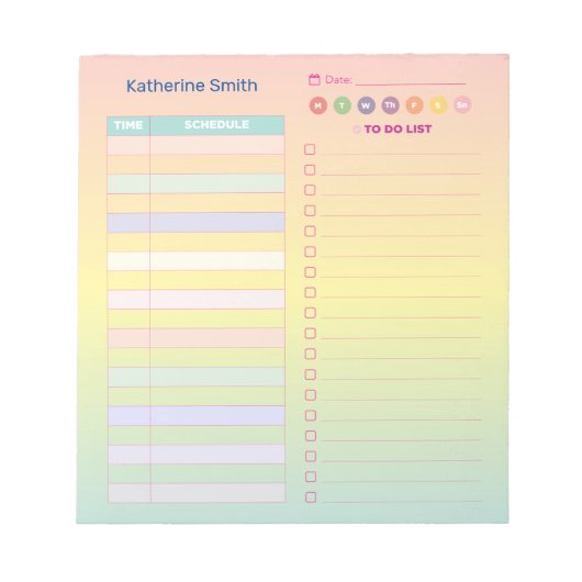 Bloc-notes de calendrier quotidien Pastel Cute Gra (Devant)