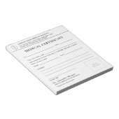 Bloc-notes de certificat médical de docteur profes (Incliné)