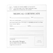 Bloc-notes de certificat médical de docteur profes (Devant)