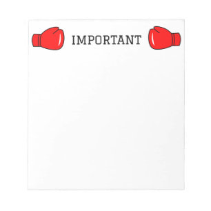 Bloc-notes de choses importantes avec gants de box