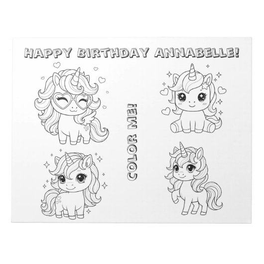 Bloc-notes de coloriage d'anniversaire – Activité (Devant)