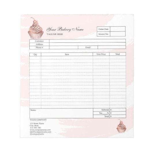 Bloc-notes de commande de facture de boulangerie d (Devant)
