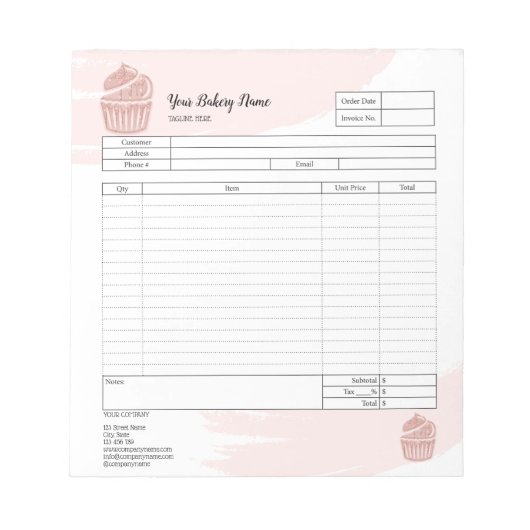 Bloc-notes de commande de mélangeur pour cupcake (Devant)