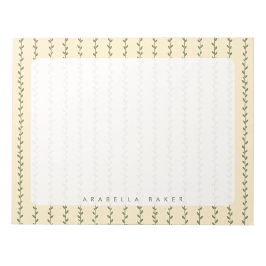 Bloc-notes de conception de verdure florale minima (Devant)