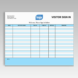 Bloc-notes de connexion pour invités et visiteurs