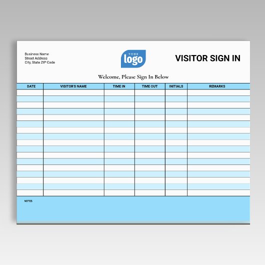 Bloc-notes de connexion pour invités et visiteurs