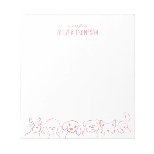 Bloc-notes de croquis d'animal de chien mignon ros (Devant)