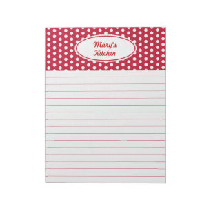 Bloc-notes de cuisine rouge personnalisé