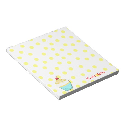 Bloc-notes de Cupcake jaune (Incliné)