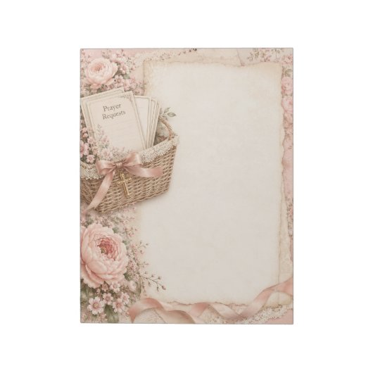 Bloc-notes de demande de prière chrétien floral (Tourné)