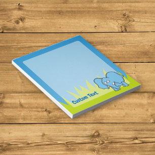Bloc-notes de dessin animé éléphant bleu
