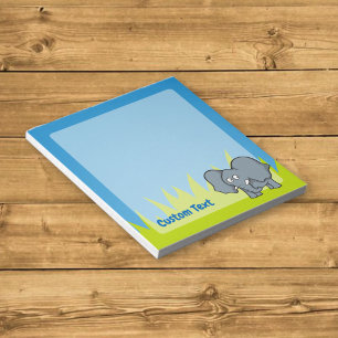 Bloc-notes de dessin animé éléphant gris