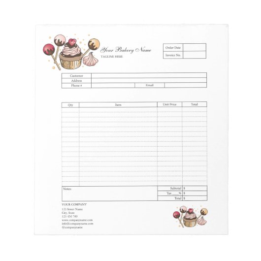 Bloc-notes de facture de formulaire de commande de (Devant)