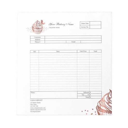 Bloc-notes de facture de formulaire de commande de (Devant)