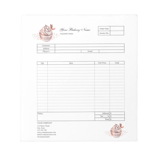 Bloc-notes de facture de formulaire de commande de (Devant)
