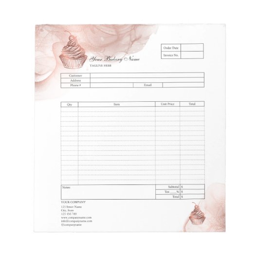 Bloc-notes de facture de formulaire de commande de (Devant)