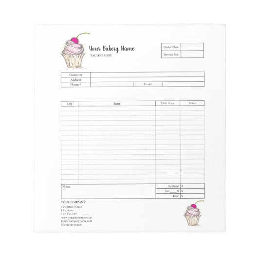 Bloc-notes de facture de formulaire de commande de (Devant)