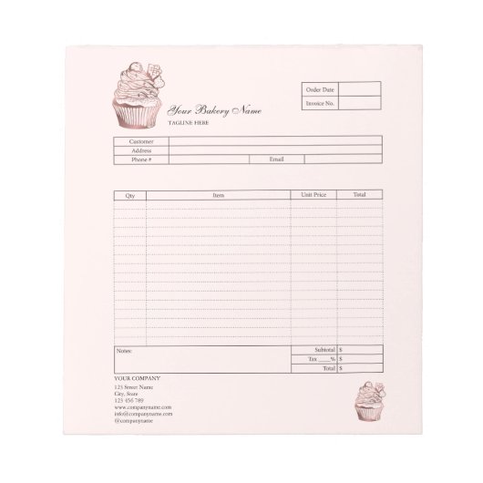 Bloc-notes de facture de formulaire de commande de (Devant)