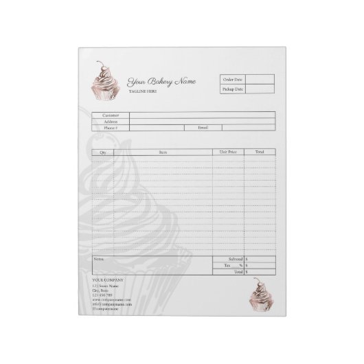 Bloc-notes de facture de formulaire de commande de (Tourné)