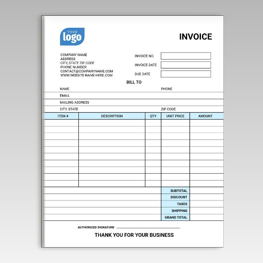 Bloc-notes de facture personnalisé pour petite ent
