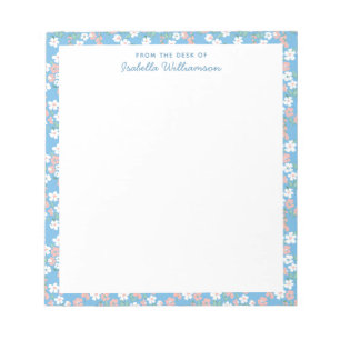 Bloc-notes de ferme fleuri à l'aquarelle bleue élé